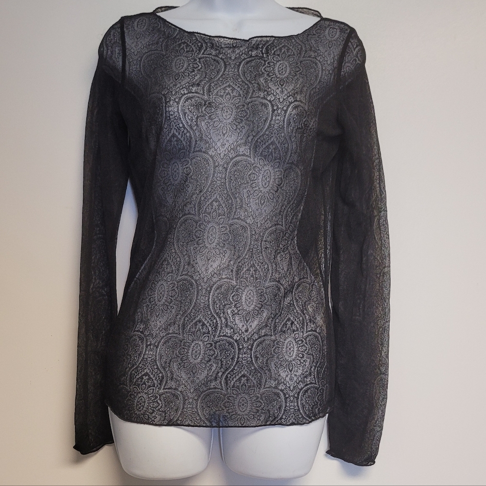 Armani Collezioni Black Sheer Blouse Size 6